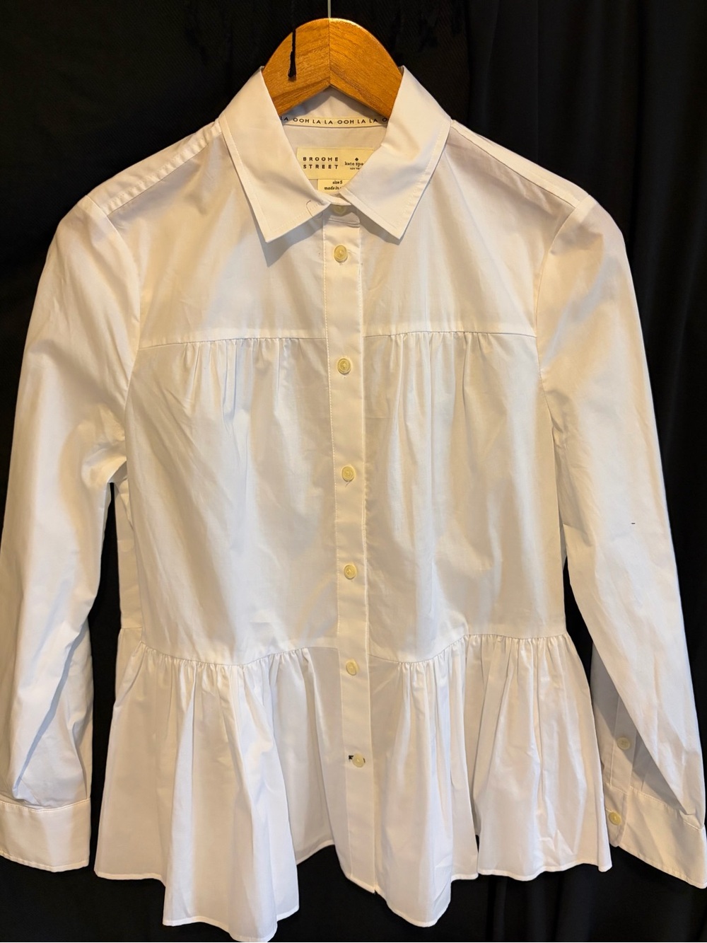 kate spade White Peplum Button-Front Blouse